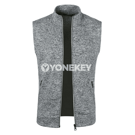 Erkekler üçin fermuarly ýeňsiz ýyly jilet we sport üst eşigi