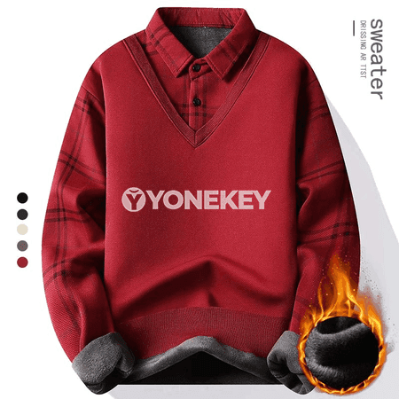 Erkekler üçin polo boýunly trikotaž sviter, ýeňil we sypaýy stil