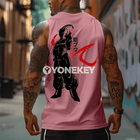 Erkekler üçin anime görnüşli ýeňsiz futbolka, tomuslyk sport stili