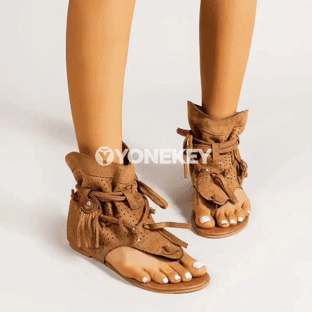 Zenanlar üçin retro sandallar, ýeňil, rahat, gladiator görnüşli