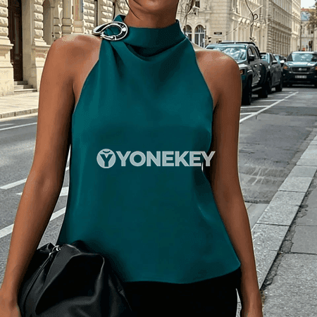 Aýal-gyzlar üçin ýeňsiz slim top, tomusky, bir reňkli