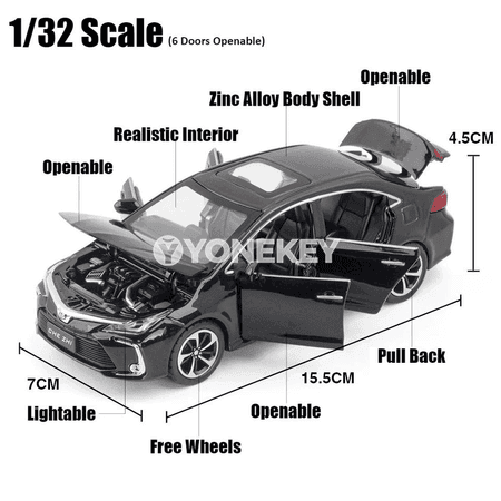 Toyota Corolla Hybrid 1:32 metal oýnawaç modeli sesli-çyra bilen