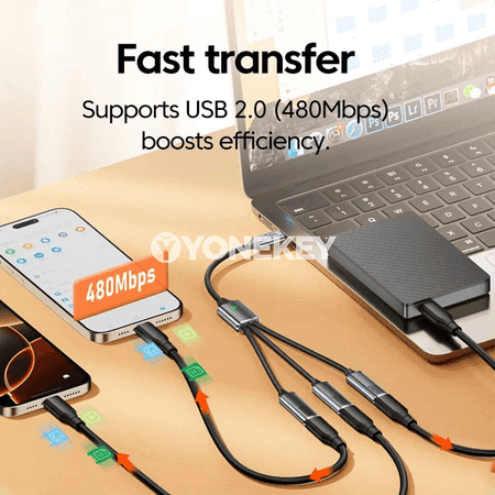 NNBILI 3-in-1 USB Splitter HUB, köp portly zarýad we OTG kabeli