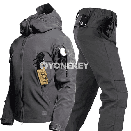 Erkek üçin taktiki gyş jaketi we balagy, ýyly softshell toplumy