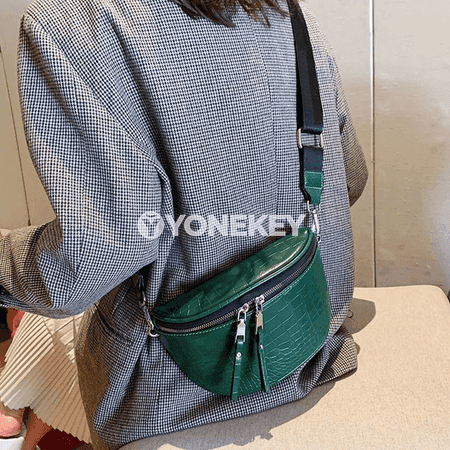 Zenanlar üçin lýuks crossbody sumka, chainli saddle model