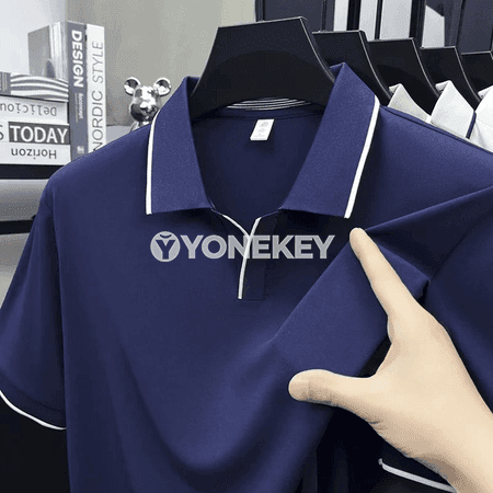 Erkekler üçin ýolugra laýyk polo futbolka, tomusky ýeňil model