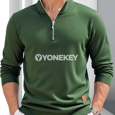 Erkekler üçin ýarym fermuarly ýyly switer, ýokary boýunly