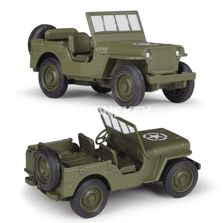 Willys MB Jeep metal oýunjak awtoulag modeli, 1:34–1:39, ýaşyl