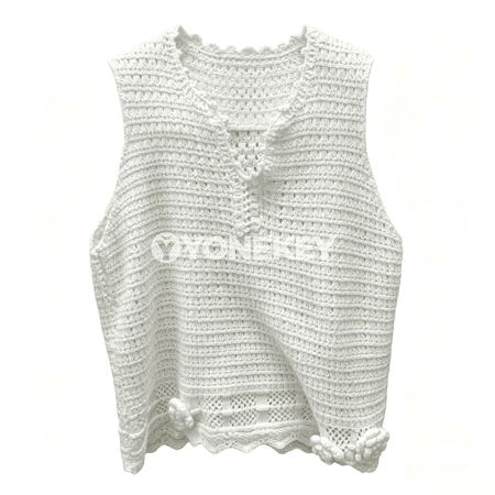 Zenanlar üçin ýeňil örme açyk ýeňsiz vest-kaftan