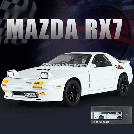 Mazda RX-7 1:24 metal model awtoulag — sesli, ýagtylykly