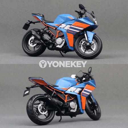 KTM RC390 1:12 metal motosikl — sport kolleksiýa modeli