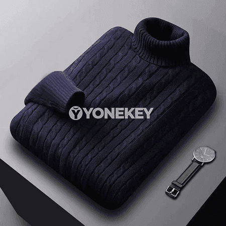 Erkekler üçin gyş ýyly trikotaž turtlenek switer, galyň pulower