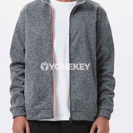 Erkekler üçin ýyly fleece stend yakaly zipli kurtka