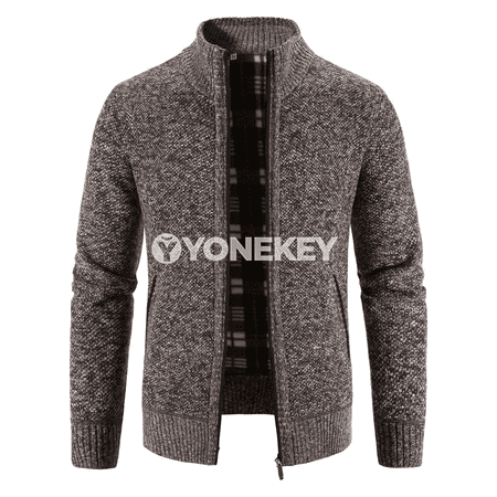 Erkekler üçin ýyly fleece penjek, fermuarly kardigan, güýz-gyş üçin amatly