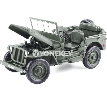 1:18 Willys harby ulag modeli, metal, ýaşyl, kolleksiýa üçin