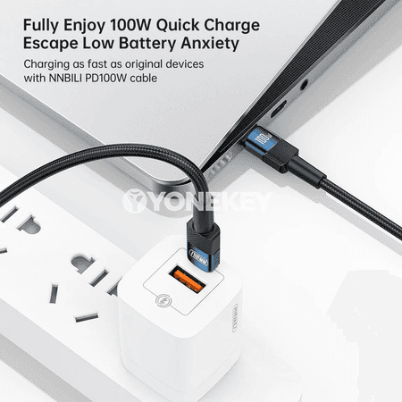 NNBILI 100W USB-C – Type-C çalt zarýad kabeli, 1 m / 2 m