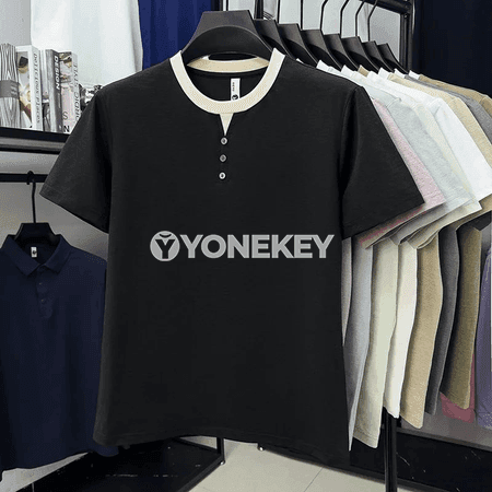 Erkekler üçin gündelik ýeňil Henley futbolka, dem alýan, rahatly