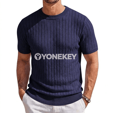Erkekler üçin ýeňil ýazky gysga ýeňli tricot futbolka