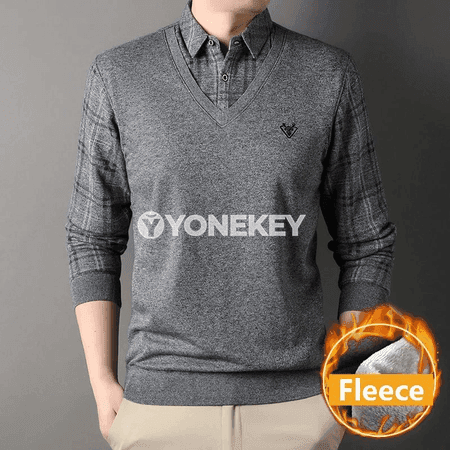 Erkekler üçin ýyly ýokary boýunlı trikotaž switer, gündelik stil