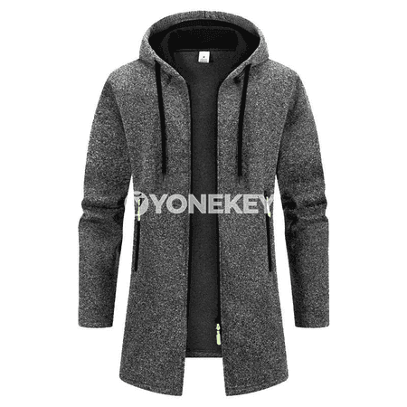 Erkekler üçin ýyly kapýuşonli zipli sport äyin, gyşlyk fleece