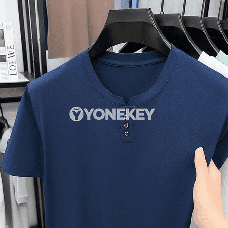 Erkekler üçin ýeňil gündelik Henley boýun futbolka