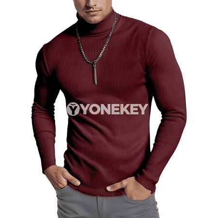 Erkekler üçin zolakly ýokary boýunly ýyly switer, slim fit