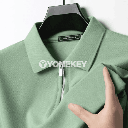 Erkekler üçin ýeňil ýazky zip polo futbolka, dar kesim, dürli reňkler