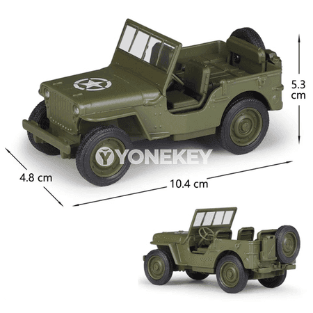 Willys MB Jeep metal oýunjak awtoulag modeli, 1:34–1:39, ýaşyl