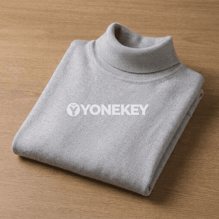 Erkekler üçin ýyly beýik ýakaly trikotaž pulower, klasik