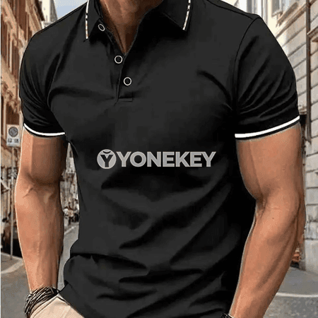 Erkekler üçin ýazky polo futbolka, gysga ýeňli