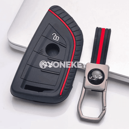 BMW üçin silikon açar örtügi, zynjyrly, ygtybarly gorag