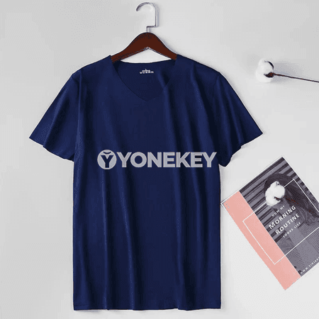 M-5XL Men's Ice Silk T-Shirt V-neck Quick Dry Seamless Short Sleeve Shirt Summer Male Casual Thin Solid Color Tees Undershirt