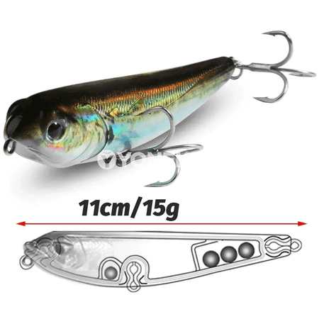 Topwater Floating Pencil Lure 15g 11cm, ýüzýän balyk tutuş emeli