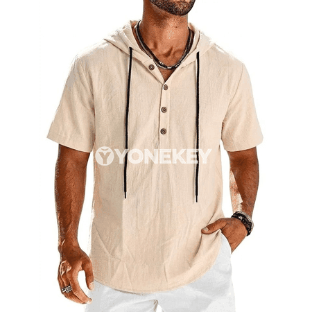 Erkekler üçin ýeňil ýaz köýnegi, gysga ýeňli, düwmeli
