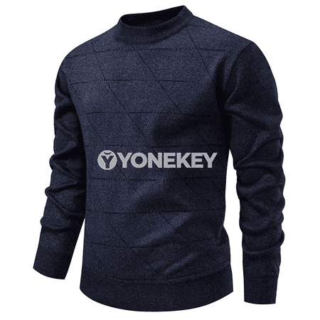 Erkekler üçin geometrik nagyşly ýyly dokma switer, tegelek boýunly