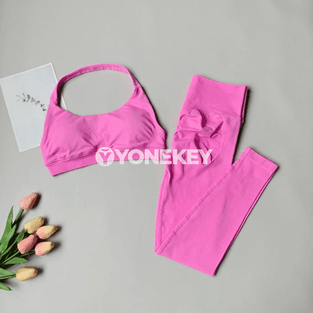 Zenanlar üçin 2 bölek yoga toplumy: sport bra we leggins