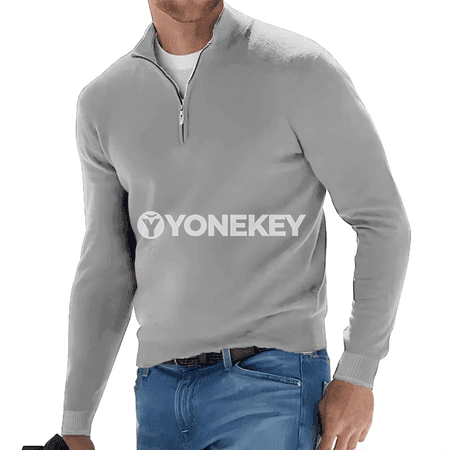 Erkekler üçin ýyly pullower, ýarym zipli, gündelik switer