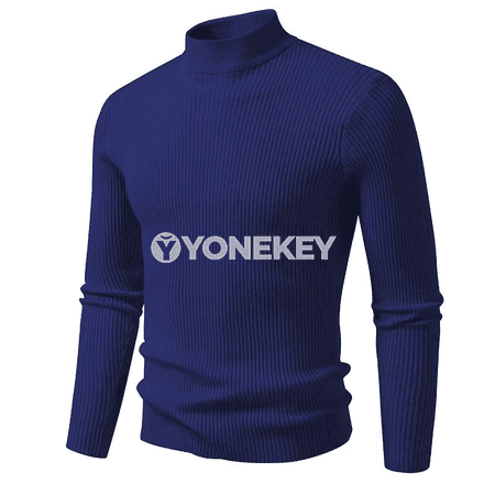 Erkekler üçin ýokary ýakaly polos switer, ýyly örme, göni kesim