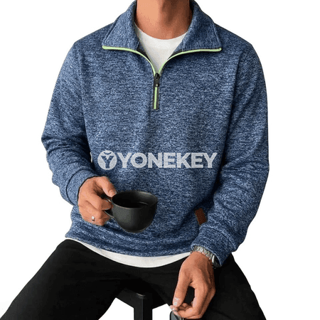 Erkekler üçin ýarym zipli sport köýnegi, rahat, ýeňil we ýyly model