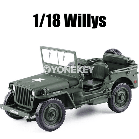 1:18 Willys harby ulag modeli, metal, ýaşyl, kolleksiýa üçin