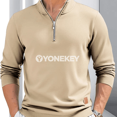 Erkekler üçin ýarym fermuarly ýyly switer, ýokary boýunly