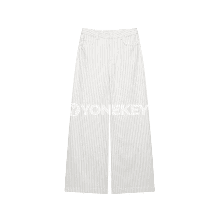Aýal-gyzlar üçin giň balak jeans, ýokary belli, zolakly, gündelik stil