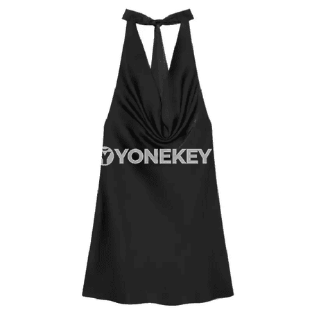 Zenanlar üçin atlas halter mini köýnek, ýeňil we owadan görnüş