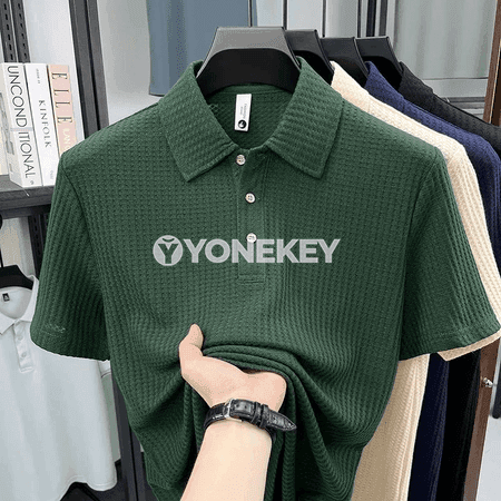 Erkekler üçin ýüngil, dem alýan polo futbolka, tomuslyk gündelik köýnek