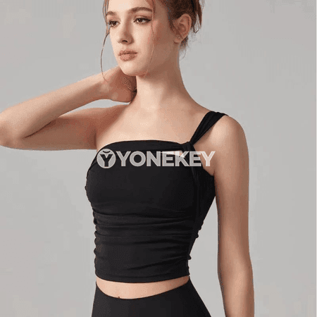 Aýal-gyzlar üçin ýeke eginli sport bra, yoga we fitnes topy