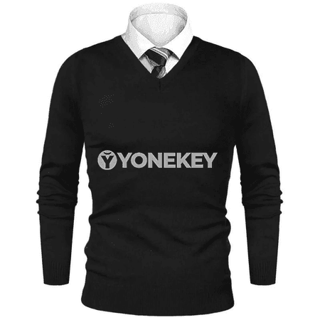 Erkekler üçin ýyly V boýun trikotaž switer, ýeňil gündelik model