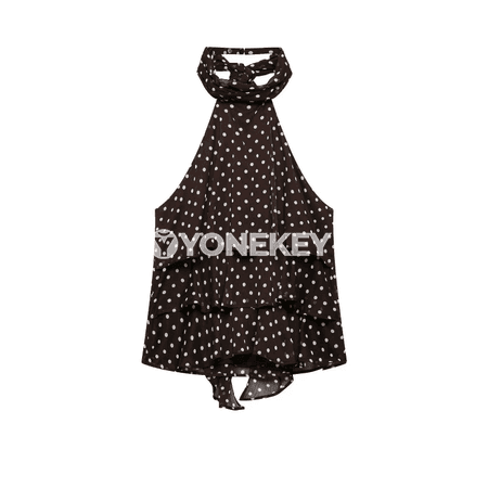 Zenanlar üçin ýeňsiz nokatly halter bluzka, tomusky rahat stil