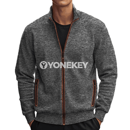 Erkekler üçin ýakaly ýeňil fermuarly jaket, gündelik şäher stili