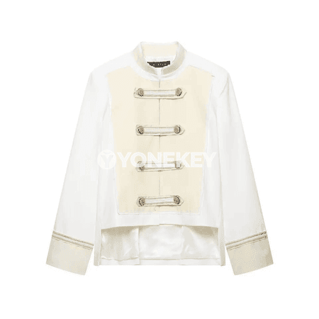 Aýallar üçin klassik streetwear gysga harby jaket, dik ýakaly