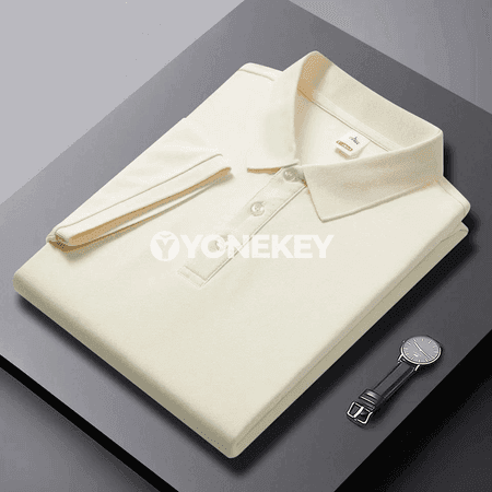 Erkekler üçin klassiki polo köýnek, gysga ýeňli, gündelik stil